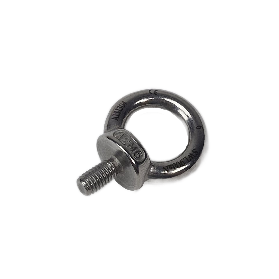RVS oogbout met M6 schroefdraad en schroefdraadlengte van 9 mm