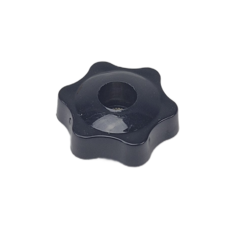 Zwarte open sterdraaiknop voor M8-fitting met diameter 36 mm