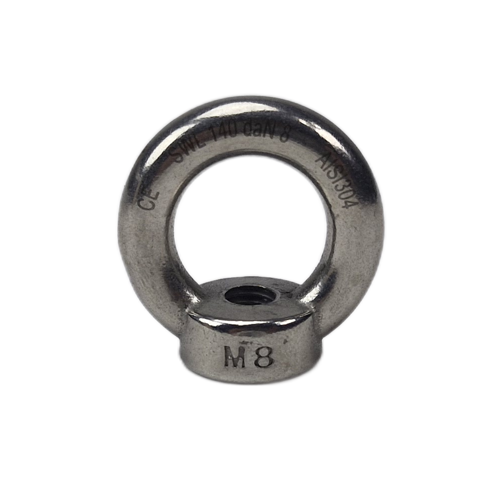 RVS oogmoer voor M8-fitting met binnenmaat 21 mm en buitenmaat 35 mm, vooraanzicht