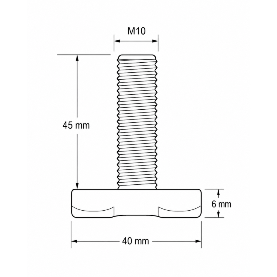 Losse vliegtuigrail-fitting met M10 schroefdraad