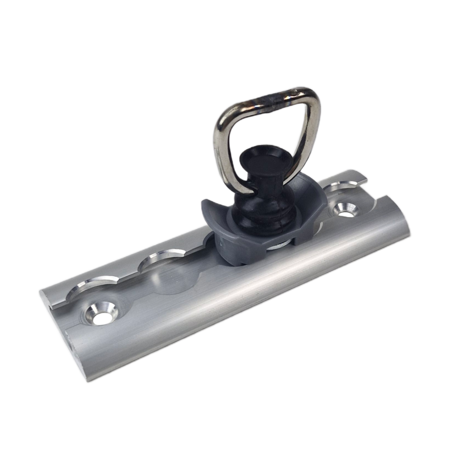 Fasttrack 120 x 20 mm vliegtuigrail met single studfitting, schuin aanzicht
