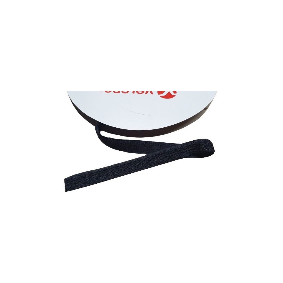 Klittenband 25 mm back to back, zwart, rol a 25 meter