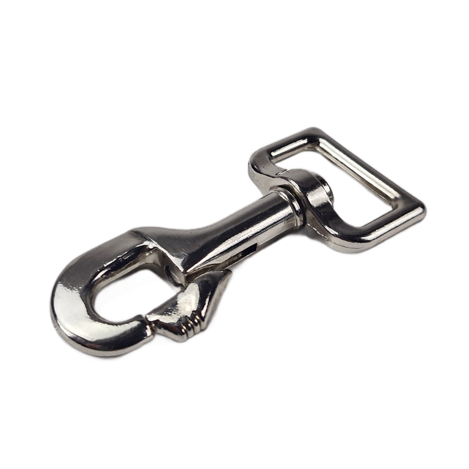 Metalen musketonhaak met draaibaar oog voor 25 mm band