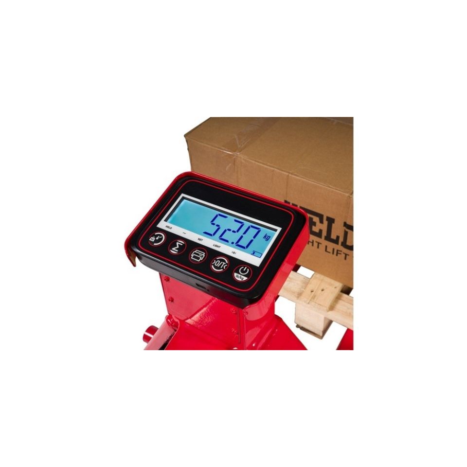 Weldon weegpalletwagen 2000 kg, polyurethaan stuurwiel, rood