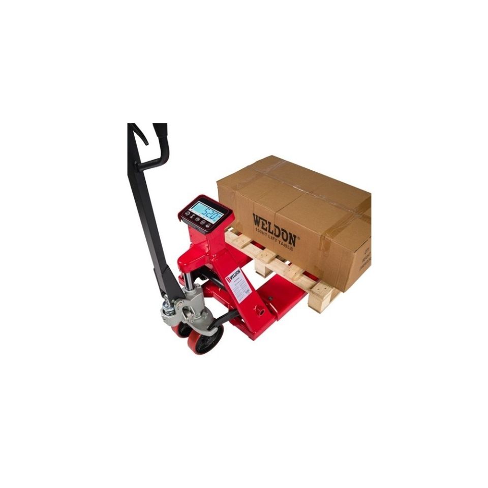 Weldon weegpalletwagen 2000 kg, polyurethaan stuurwiel, rood