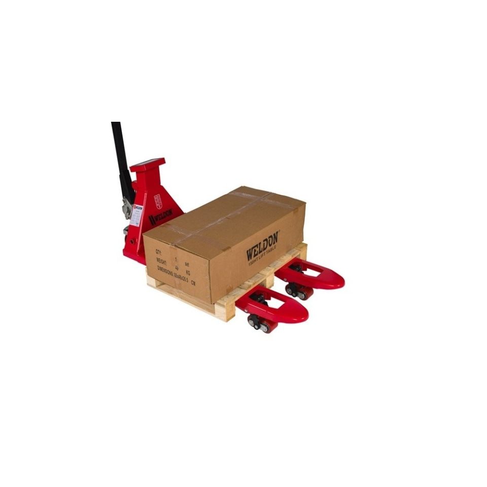 Weldon weegpalletwagen 2000 kg, polyurethaan stuurwiel, rood