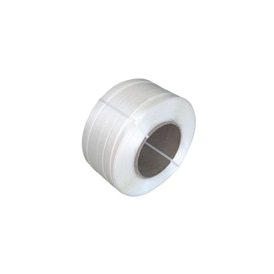 Polyester composietband blanco wit, 19 mm, rol 600 m, kern 200 mm