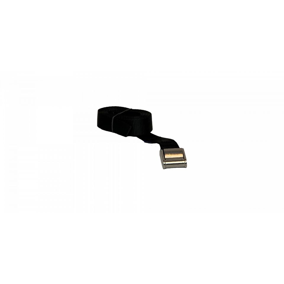Sjorband 25 mm, 3 meter, zwart, RVS klemgesp, 125/250 daN