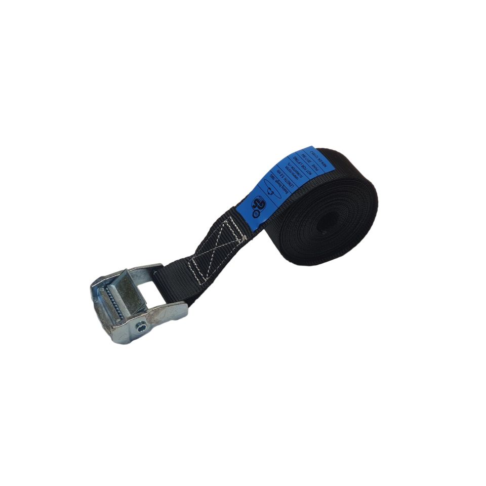 Sjorband 35 mm, 5 meter, zwart, klemgesp 702, 350/700 daN