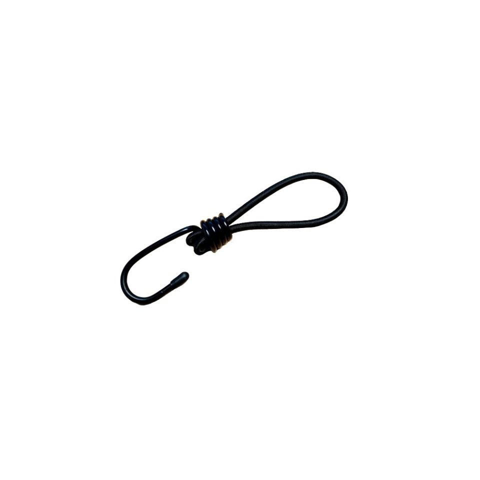 Spanrubber zwart met haak, lus Ø 65 mm, totaal 155 mm (voorraad)