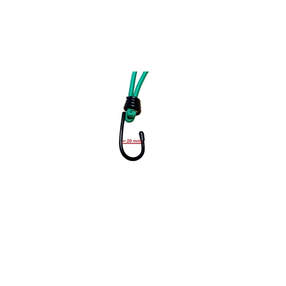 Spanrubber groen met haak, lus Ø 140 mm, totaal 230 mm (voorraad)