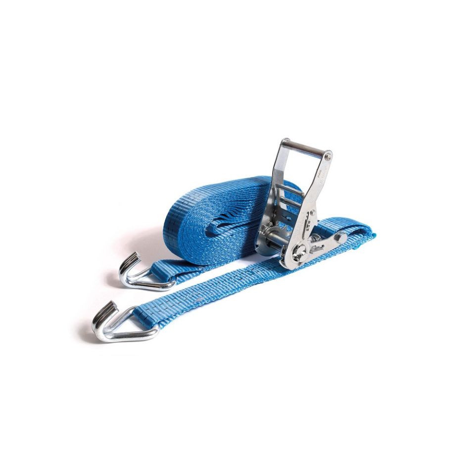 Spanbandset 35 mm, 6 meter, blauw, standaardratelgesp