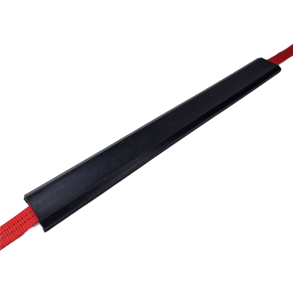 Grijs-zwarte griphoes van 850 x 75 mm om een rode spanband