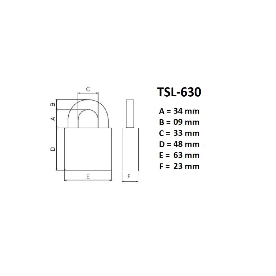 Oersterk hangslot TSL-630, met 9 mm losse beugel